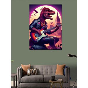Kanvas Tablo Gitar Çalan Dinazor 70x100 cm
