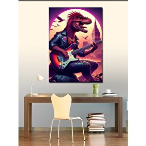 Kanvas Tablo Gitar Çalan Dinazor 100x140 cm