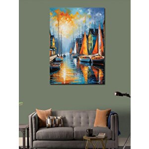 Kanvas Tablo Liman Ve Yelkenli Gemiler 100x140 cm