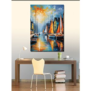 Kanvas Tablo Liman Ve Yelkenli Gemiler 100x140 cm
