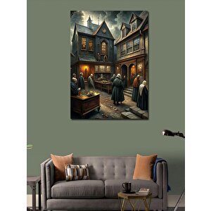 Kanvas Tablo Retro Şehir Ve İnsanlar 100x140 cm