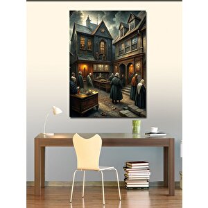 Kanvas Tablo Retro Şehir Ve İnsanlar 70x100 cm