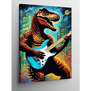 Kanvas Tablo Gitar Çalan Dinazor 70x100 cm