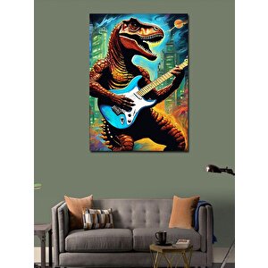 Kanvas Tablo Gitar Çalan Dinazor 70x100 cm