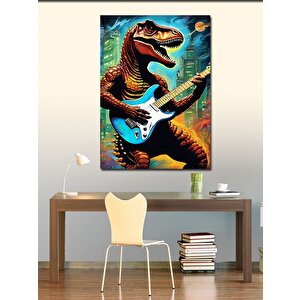 Kanvas Tablo Gitar Çalan Dinazor 70x100 cm