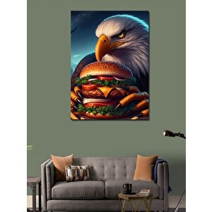 Kanvas Tablo Hamburger Yiyen Kartal 50x70 cm