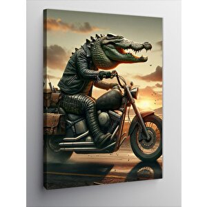 Kanvas Tablo Motorsiklet Ve Timsah 100x140 cm