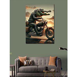 Kanvas Tablo Motorsiklet Ve Timsah 100x140 cm
