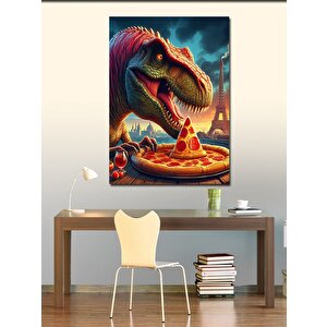 Kanvas Tablo Pizza Yiyen Dinazor 70x100 cm