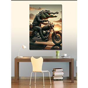 Kanvas Tablo Motorsiklet Ve Timsah 70x100 cm