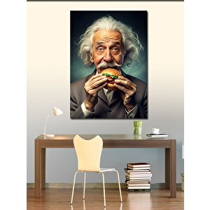 Kanvas Tablo Hamburger Ve Albert Einstein 100x140 cm