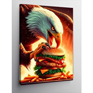Kanvas Tablo Hamburger Yiyen Kartal 100x140 cm