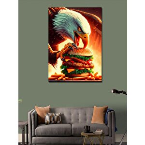 Kanvas Tablo Hamburger Yiyen Kartal 100x140 cm