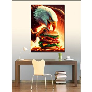 Kanvas Tablo Hamburger Yiyen Kartal 100x140 cm