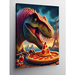 Kanvas Tablo Pizza Yiyen Dinazor 50x70 cm