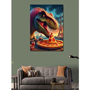 Kanvas Tablo Pizza Yiyen Dinazor 50x70 cm