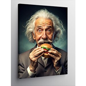 Kanvas Tablo Hamburger Ve Albert Einstein 50x70 cm