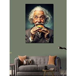 Kanvas Tablo Hamburger Ve Albert Einstein 50x70 cm