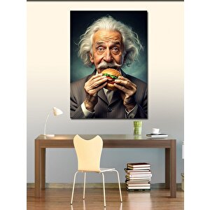 Kanvas Tablo Hamburger Ve Albert Einstein 50x70 cm