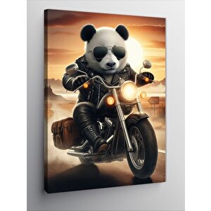 Kanvas Tablo Motorcu Panda Yollarda 100x140 cm