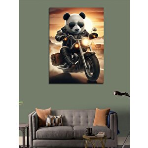 Kanvas Tablo Motorcu Panda Yollarda 100x140 cm