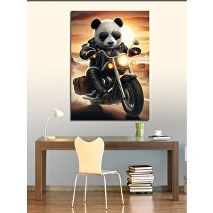 Kanvas Tablo Motorcu Panda Yollarda 100x140 cm