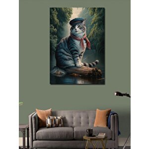 Kanvas Tablo Bohem Kedi Ve Nehir 100x140 cm