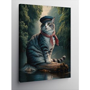 Kanvas Tablo Bohem Kedi Ve Nehir 50x70 cm