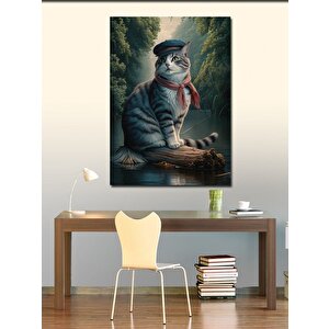 Kanvas Tablo Bohem Kedi Ve Nehir 50x70 cm