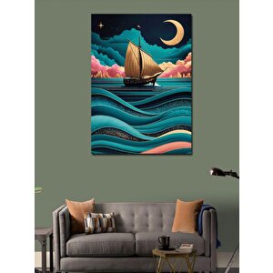 Kanvas Tablo Ay Ve Gemi 50x70 cm