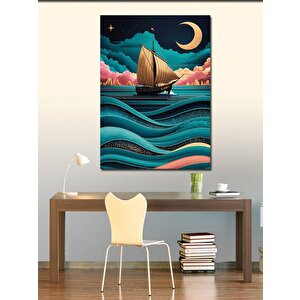 Kanvas Tablo Ay Ve Gemi 50x70 cm