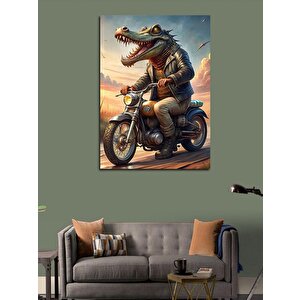 Kanvas Tablo Motorcu Timsah 70x100 cm