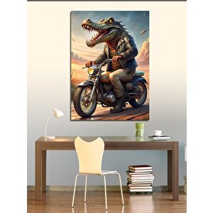 Kanvas Tablo Motorcu Timsah 100x140 cm