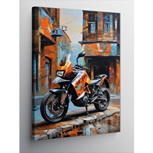 Kanvas Tablo Turuncu Enduro Motor 100x140 cm