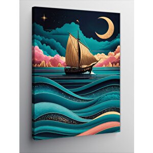 Kanvas Tablo Ay Ve Gemi 70x100 cm