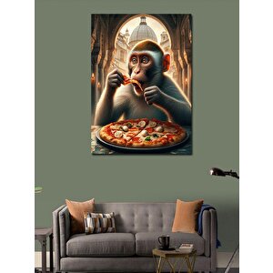 Kanvas Tablo Pizza Yiyen Maymun 100x140 cm