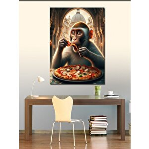 Kanvas Tablo Pizza Yiyen Maymun 100x140 cm