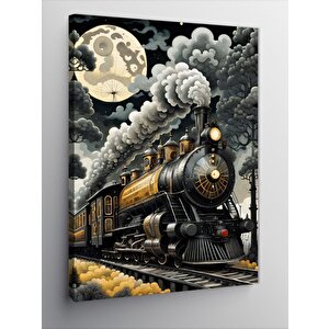 Kanvas Tablo Kara Tren Ve Ayışığı 50x70 cm