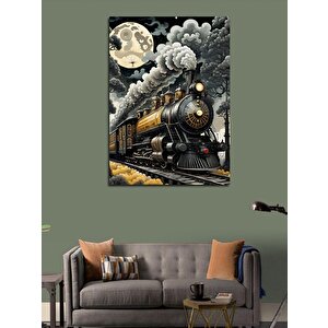 Kanvas Tablo Kara Tren Ve Ayışığı 50x70 cm