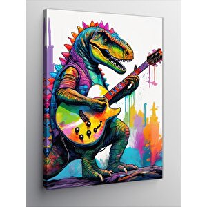 Kanvas Tablo Gitar Çalan Dinazor 50x70 cm