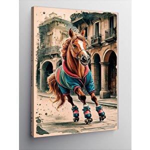 Kanvas Tablo Paten Yapan Eşofmanlı At 50x70 cm