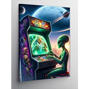 Kanvas Tablo Atari Oynayan Uzaylı