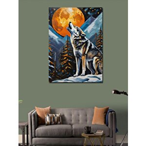 Kanvas Tablo Dolunay Ve Uluyan Kurt 70x100 cm