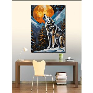 Kanvas Tablo Dolunay Ve Uluyan Kurt 70x100 cm