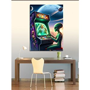 Kanvas Tablo Atari Oynayan Uzaylı 70x100 cm