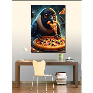 Kanvas Tablo Pizza Yiyen Karga 100x140 cm