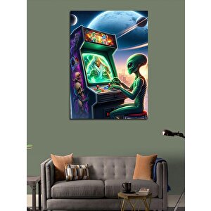 Kanvas Tablo Atari Oynayan Uzaylı 50x70 cm