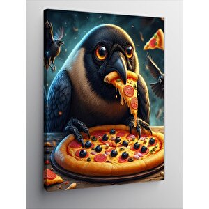 Kanvas Tablo Pizza Yiyen Karga 70x100 cm