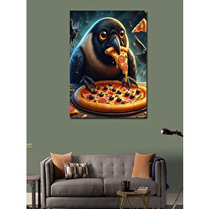 Kanvas Tablo Pizza Yiyen Karga 70x100 cm