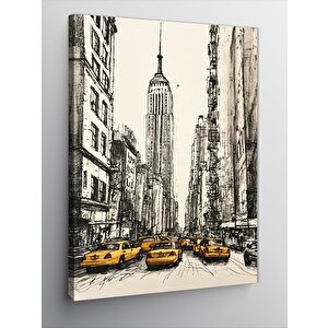 Kanvas Tablo Şehir Ve Taksiler 50x70 cm